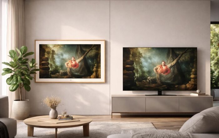 découvrez les avantages du style artistique avec the frame comparé à un écran plat traditionnel et transformez votre expérience visuelle en une véritable œuvre d'art.